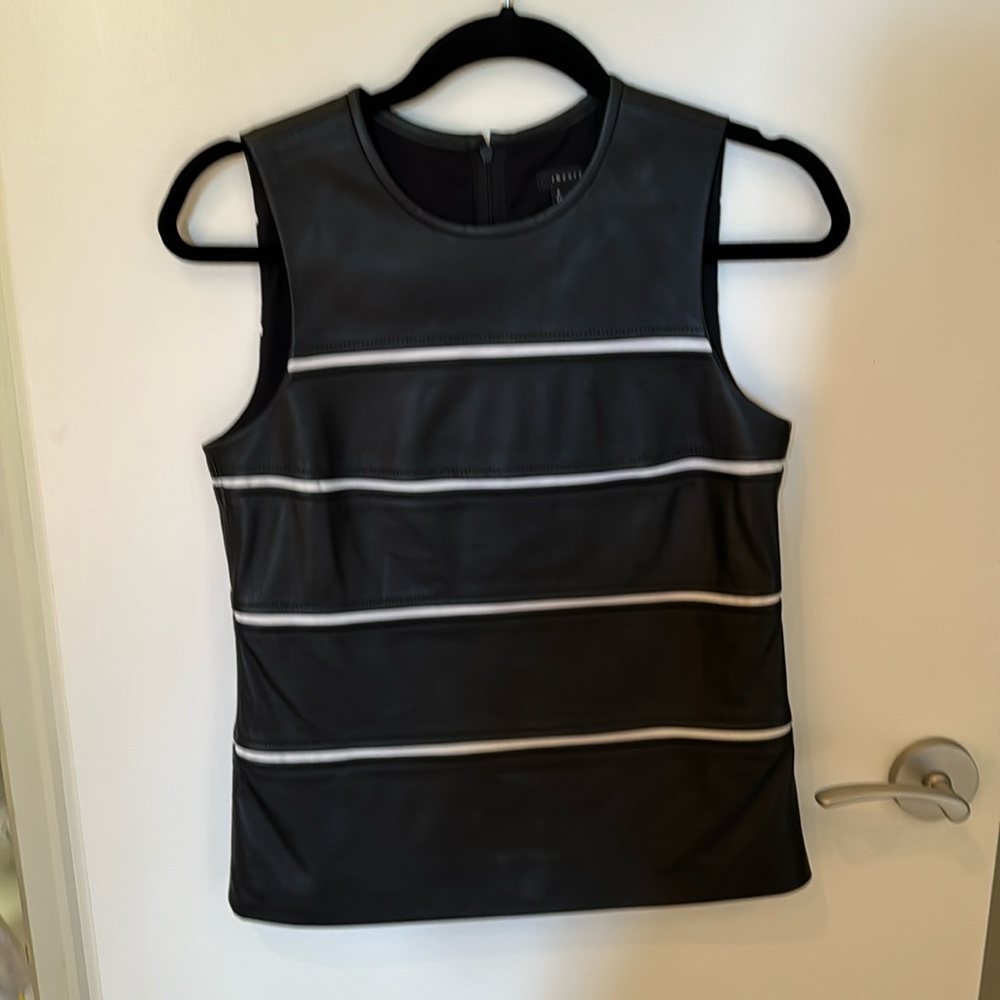 Theory Striped Leather Top size P